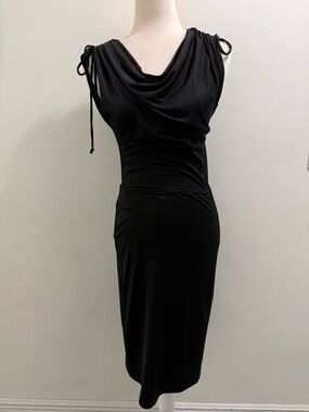St. Vincent Black Cowl Neck Midi Dress with Tie-Shoulder Details Size 2 EUC
